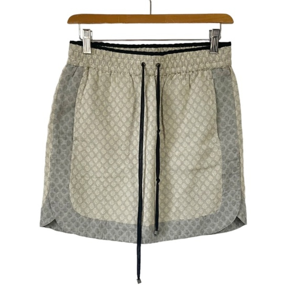 Lou & Grey XS Gray Taupe Polkadot Mini Skirt Pockets